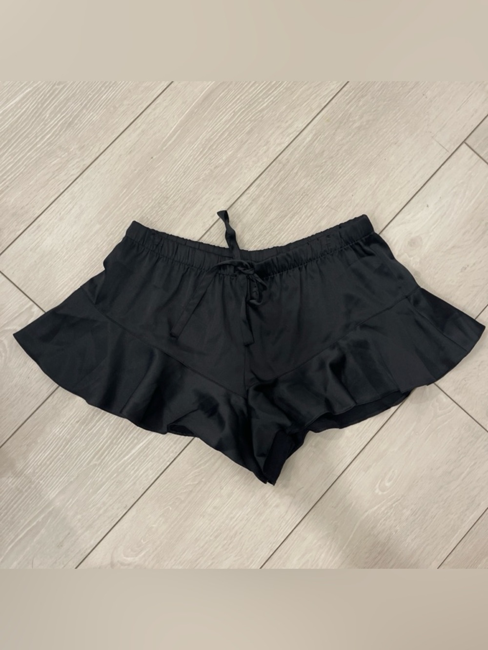 Victoria’s Secret satin Black ruffle shorts